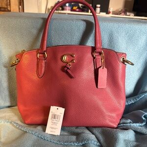 Coach Pink Shoulder Bag with Gold Charm
